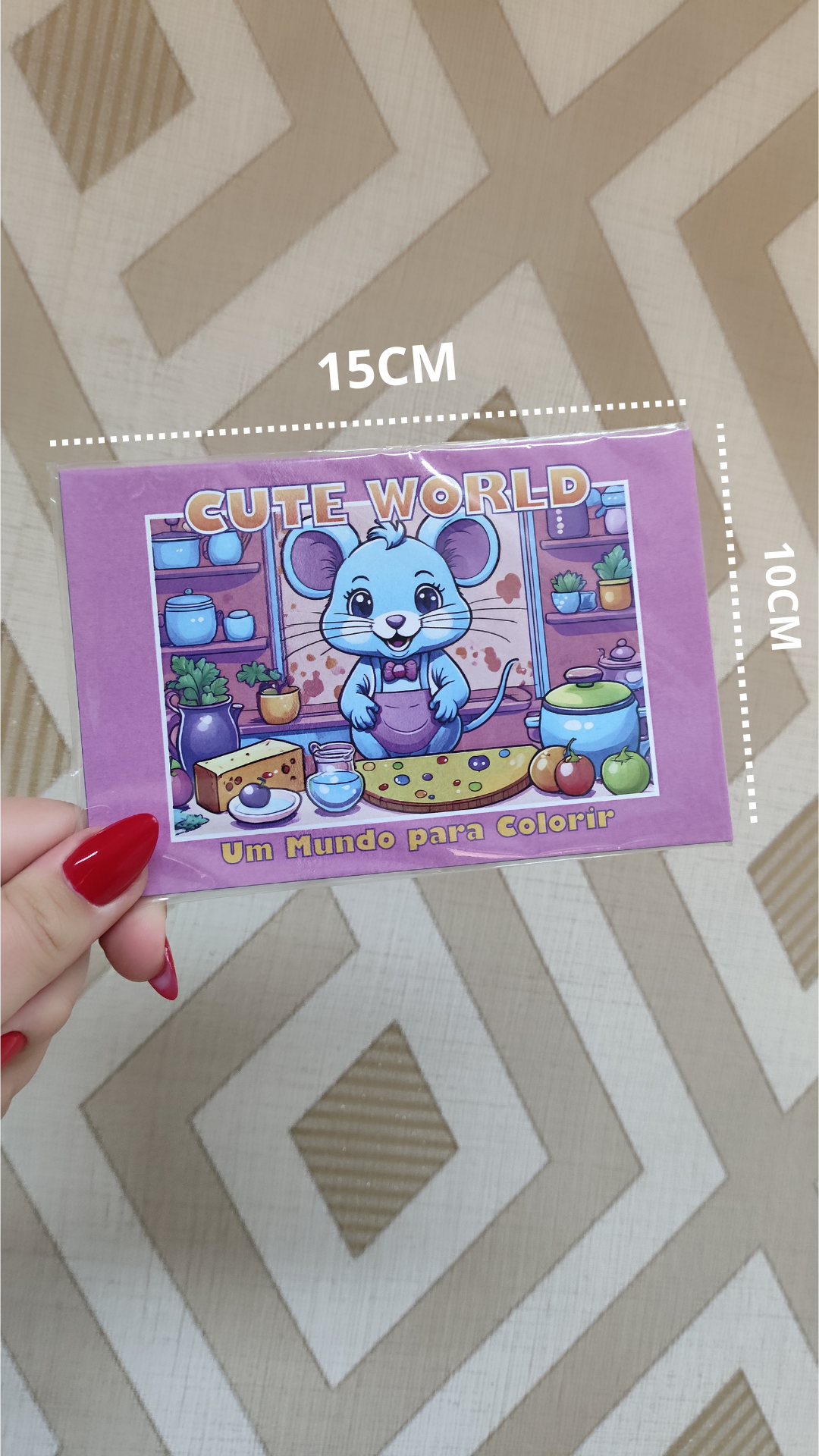 Kit com 9 Cartões para Colorir – World Cute – Papel Offset 240g – 10x15cm
