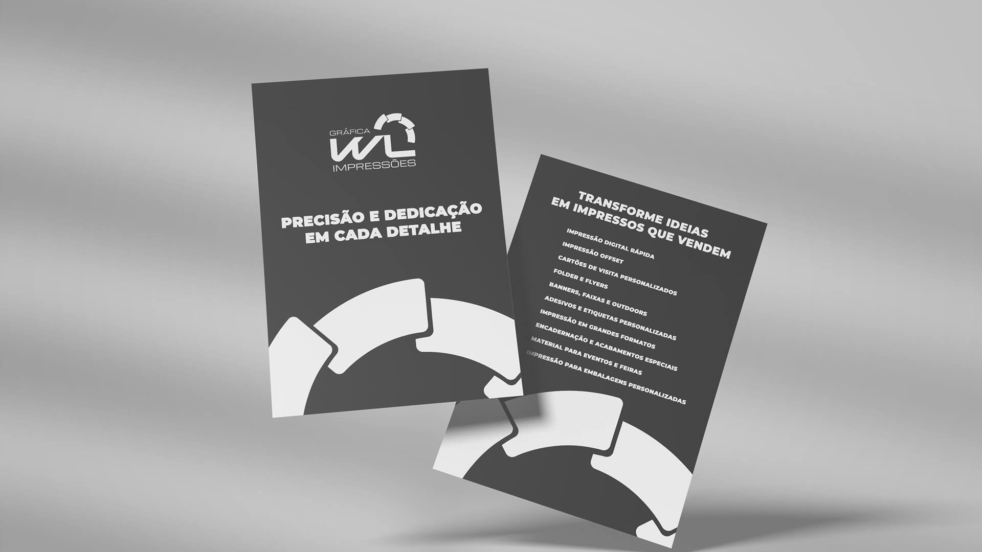 Exemplo de flyer colorido impresso pela WL Impressões